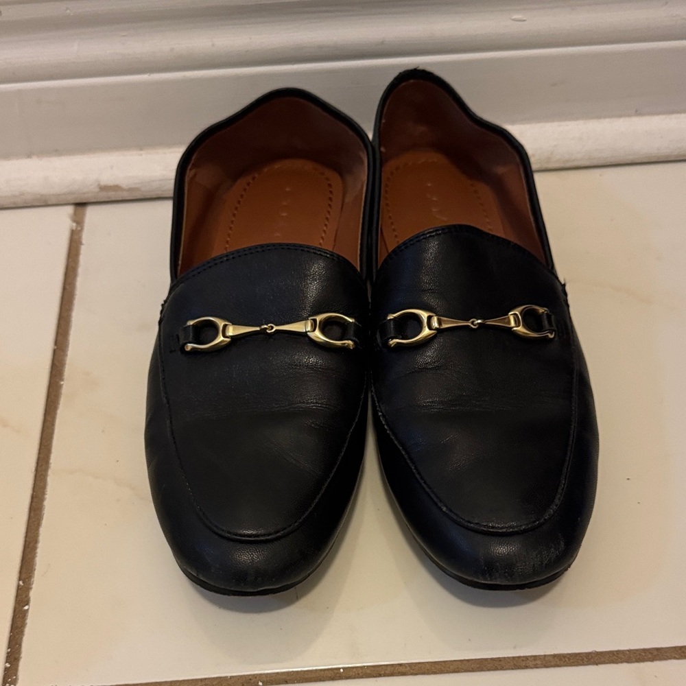 Coach Black Loafers with Gold Accents